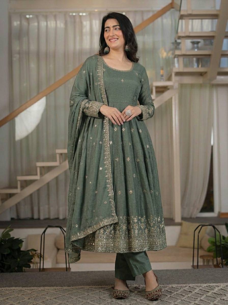 Deep Olive & Silver Heritage Couture